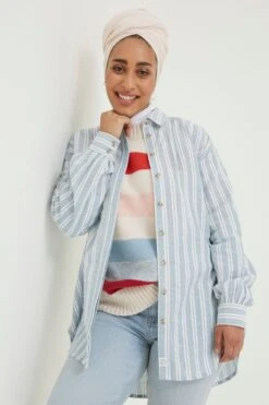 FatFace Blue Billie Stripe Longline Shirt