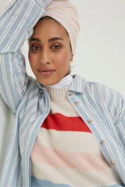 FatFace Blue Billie Stripe Longline Shirt -Fat Face Shop D57 534s5