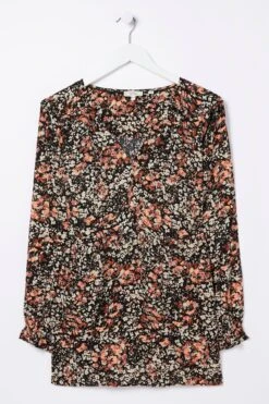 FatFace Dylan Blush Longline Black Blouse -Fat Face Shop D57 535s5