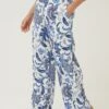 FatFace Natural Palace Floral Palazzo Trousers -Fat Face Shop D57 544s