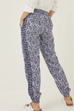 FatFace Blue Lyme Watercolour Batik Trousers -Fat Face Shop D57 546s2