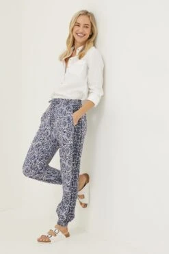 FatFace Blue Lyme Watercolour Batik Trousers -Fat Face Shop D57 546s3