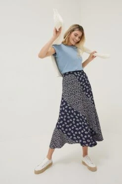 FatFace Blue Naomi Daisy Midi Skirt -Fat Face Shop D57 565s3