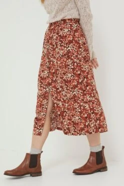 FatFace Hayward Blush Brown Midi Skirt