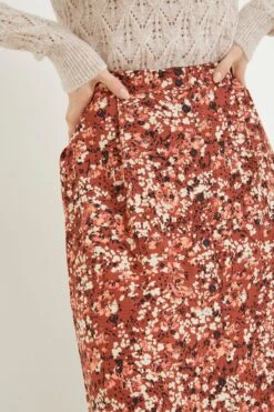 FatFace Hayward Blush Brown Midi Skirt -Fat Face Shop D57 566s4