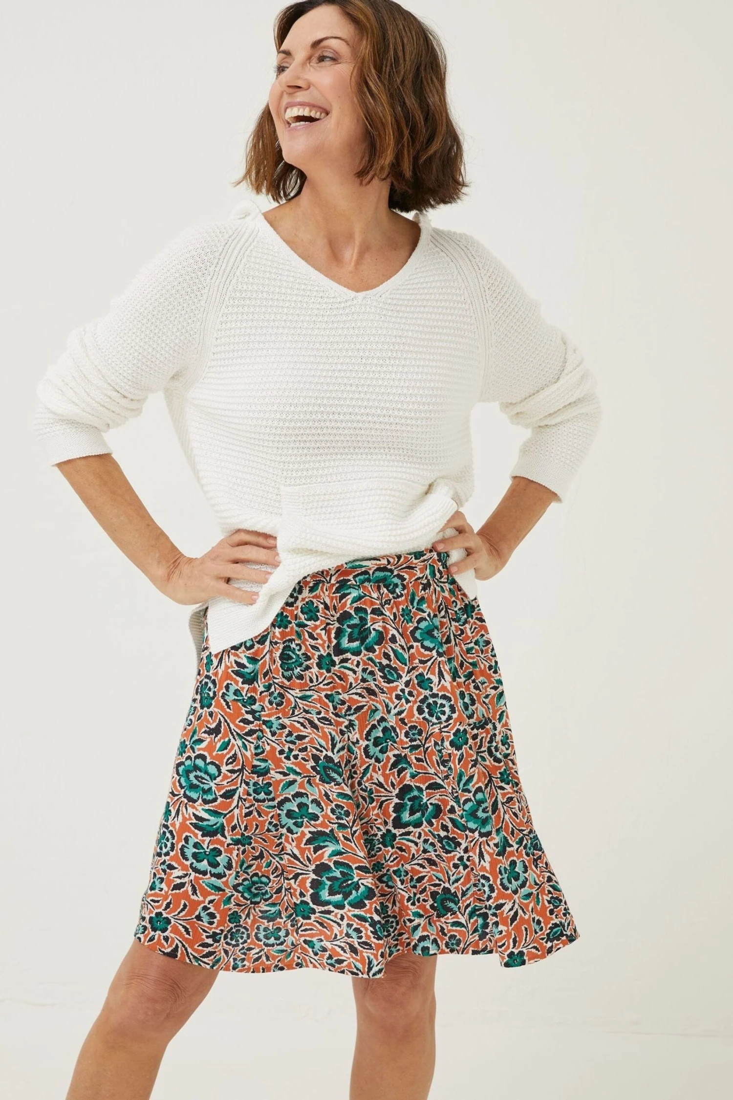 FatFace Orange Wynne Sketched Floral Skirt 3 FatFace Orange Wynne Sketched Floral Skirt