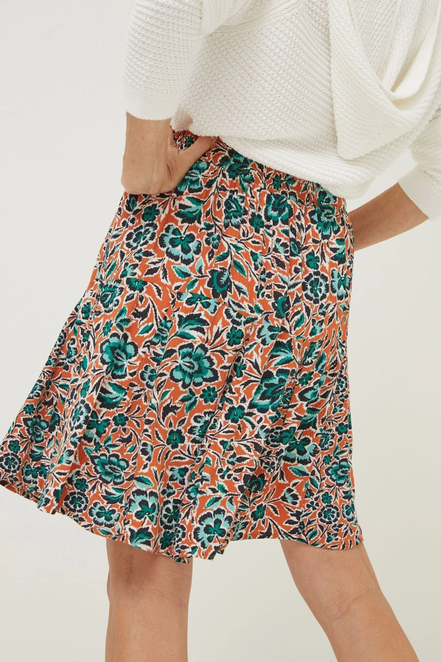 FatFace Orange Wynne Sketched Floral Skirt 4 FatFace Orange Wynne Sketched Floral Skirt - Image 2