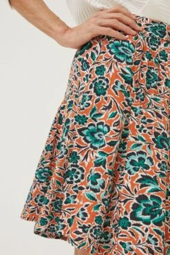 FatFace Orange Wynne Sketched Floral Skirt 8 FatFace Orange Wynne Sketched Floral Skirt -Fat Face Shop D57 567s3
