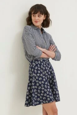 FatFace Blue Bamford Daisy Jersey Skirt