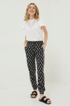 FatFace Lyme Batik Floral Black Trousers