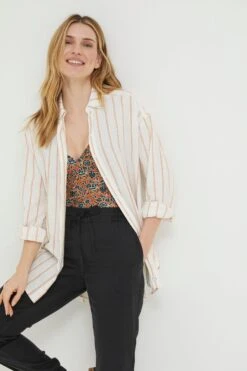 FatFace Billie Linen Blend White Shirt