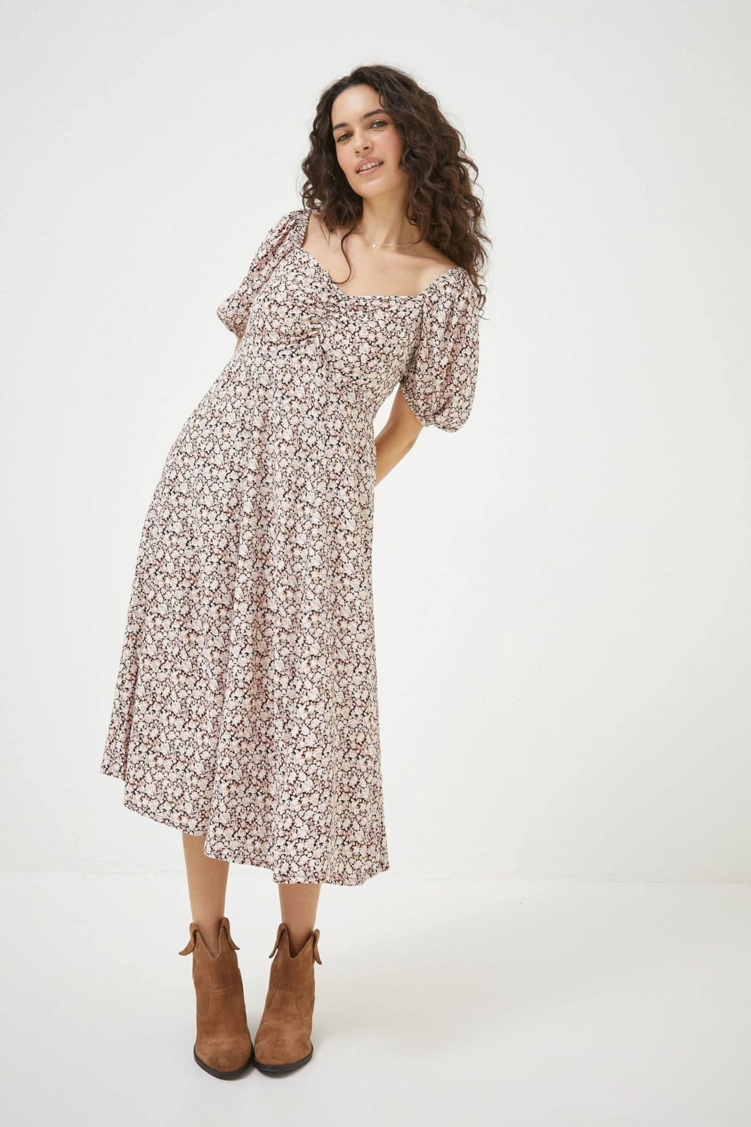 FatFace Tania Meadow Spring Midi Brown Dress 6 FatFace Tania Meadow Spring Midi Brown Dress - Image 4