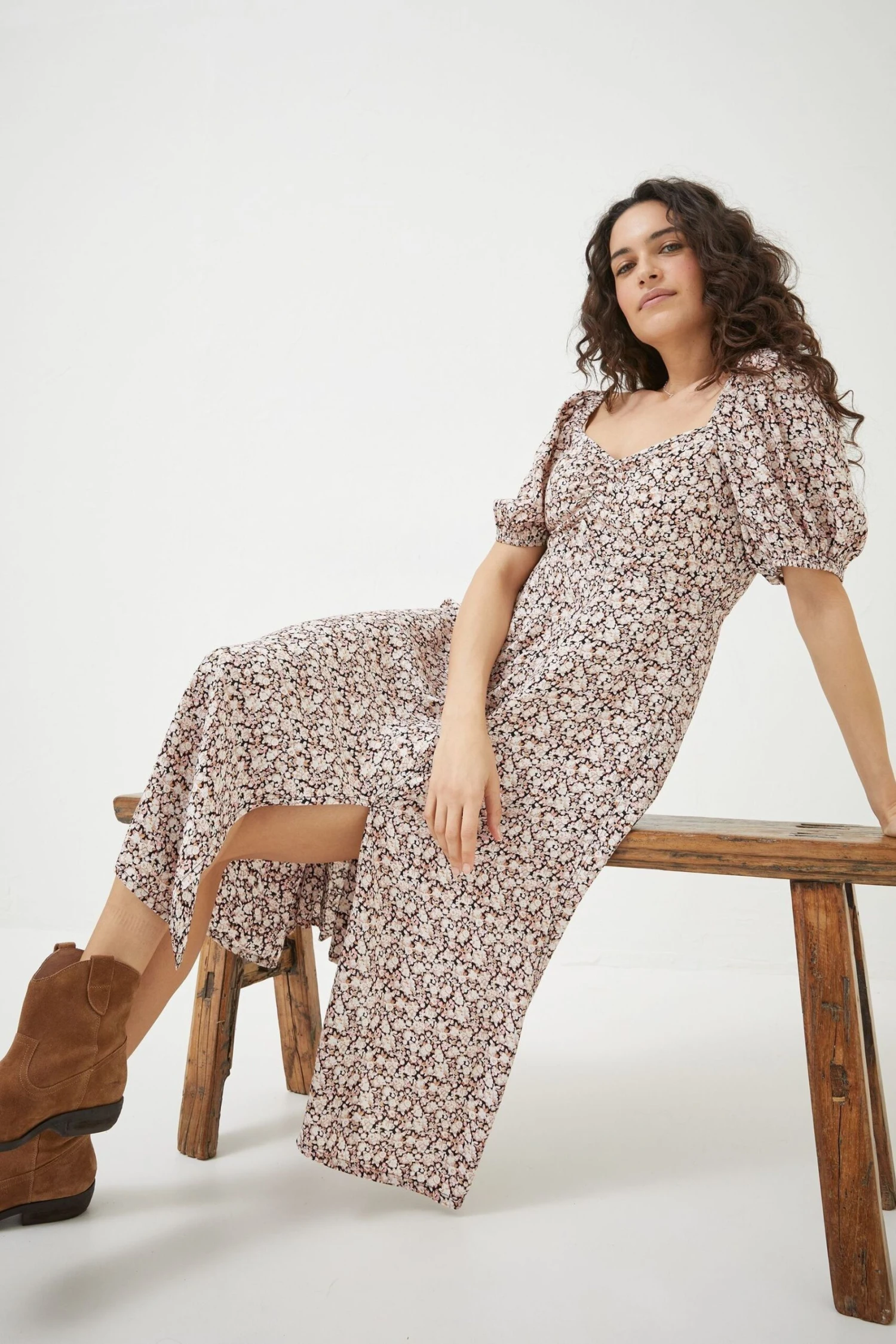 FatFace Tania Meadow Spring Midi Brown Dress 8 FatFace Tania Meadow Spring Midi Brown Dress - Image 6