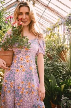FatFace Purple Tania Meadow Midi Dress -Fat Face Shop D57 774s3