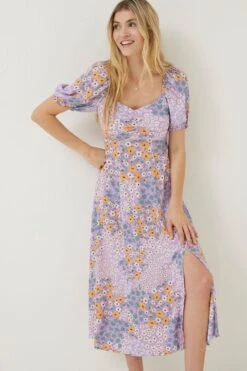 FatFace Purple Tania Meadow Midi Dress -Fat Face Shop D57 774s4