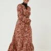 FatFace Joyce Blush Floral Maxi Brown Dress -Fat Face Shop D57 775s