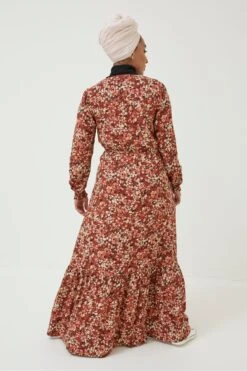 FatFace Joyce Blush Floral Maxi Brown Dress -Fat Face Shop D57 775s2