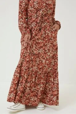 FatFace Joyce Blush Floral Maxi Brown Dress -Fat Face Shop D57 775s4