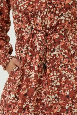 FatFace Joyce Blush Floral Maxi Brown Dress -Fat Face Shop D57 775s5