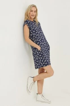 FatFace Blue Iris Daisy Jersey Dress