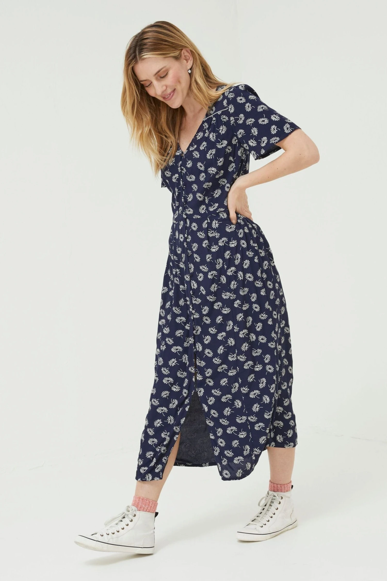 FatFace Blue Francis Daisy Midi Dress 6 FatFace Blue Francis Daisy Midi Dress - Image 4