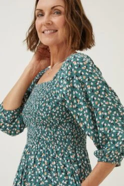 FatFace Green Adele Ditsy Pears Midi Dress -Fat Face Shop D57 782s4
