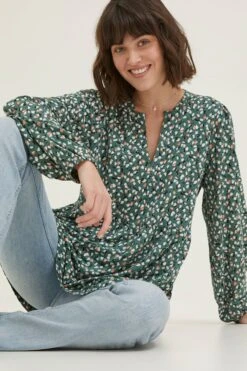 FatFace Green Poppy Ditsy Pears Tunic Top -Fat Face Shop D57 806s3