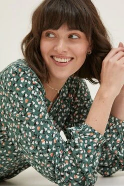 FatFace Green Poppy Ditsy Pears Tunic Top -Fat Face Shop D57 806s4