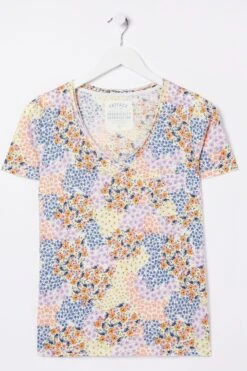 FatFace Natural Maggie Meadow Patchwork T-Shirt -Fat Face Shop D57 829s5