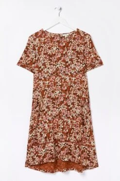 FatFace Simone Blush Jersey Brown Dress -Fat Face Shop D57 846s5