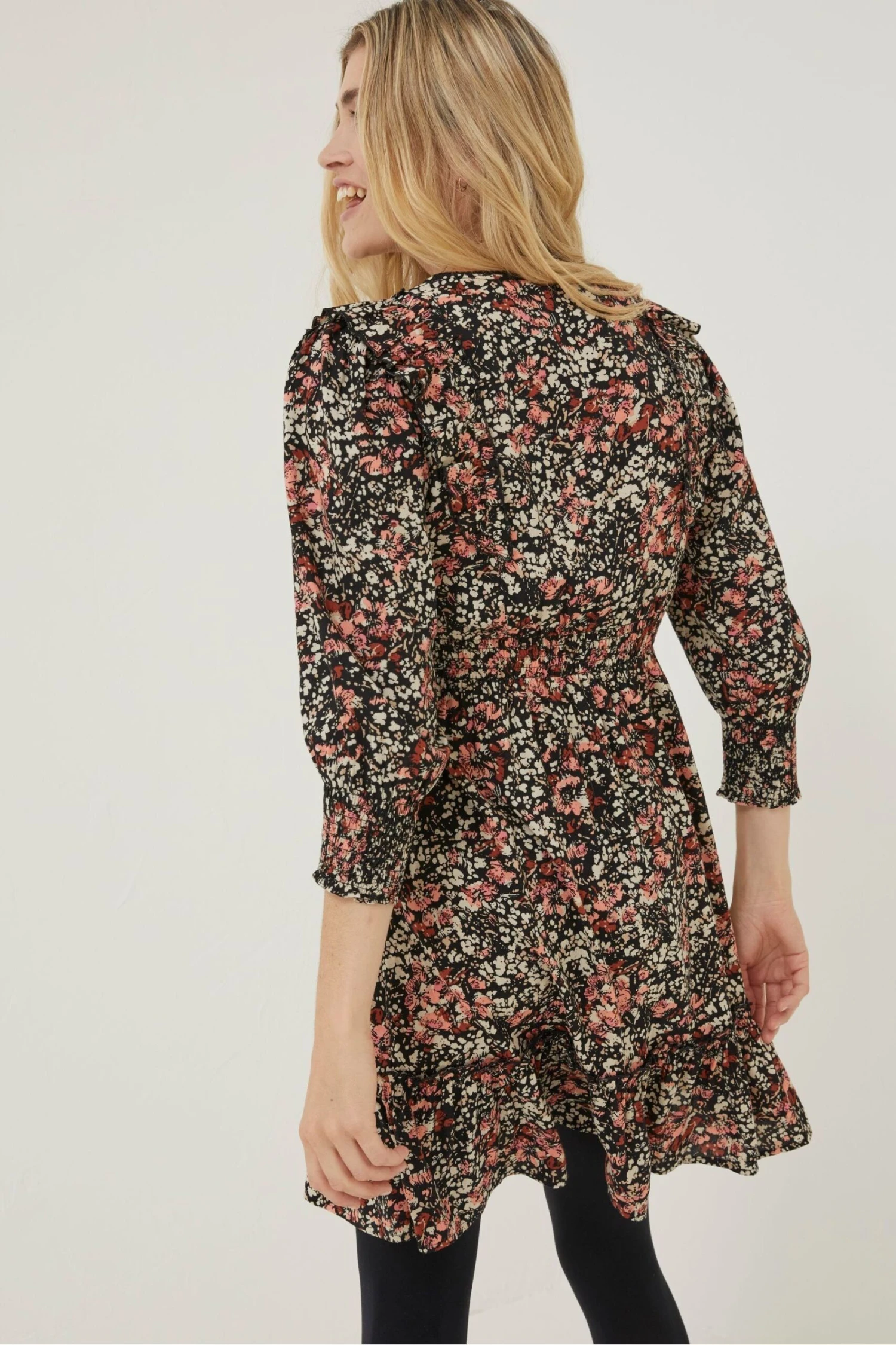 FatFace Porth Blush Floral Black Dress 4 FatFace Porth Blush Floral Black Dress - Image 2