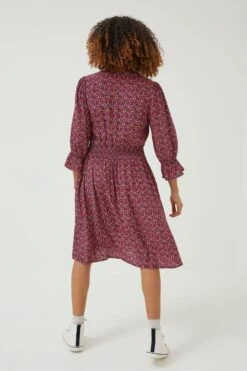 FatFace Red Maddox Retro Ditsy Dress -Fat Face Shop D57 851s3