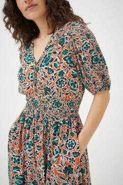FatFace Orange Lottie Sketched Floral Dress -Fat Face Shop D57 852s4
