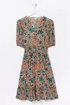 FatFace Orange Lottie Sketched Floral Dress -Fat Face Shop D57 852s5