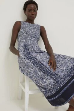 FatFace Blue Anna Batik Midi Dress