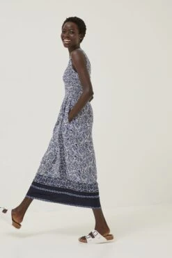 FatFace Blue Anna Batik Midi Dress -Fat Face Shop D57 855s3