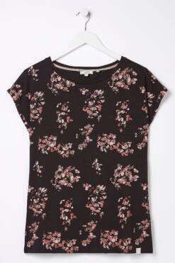 FatFace Ivy Blush Floral Graphic Black T-Shirt -Fat Face Shop D57 875s4