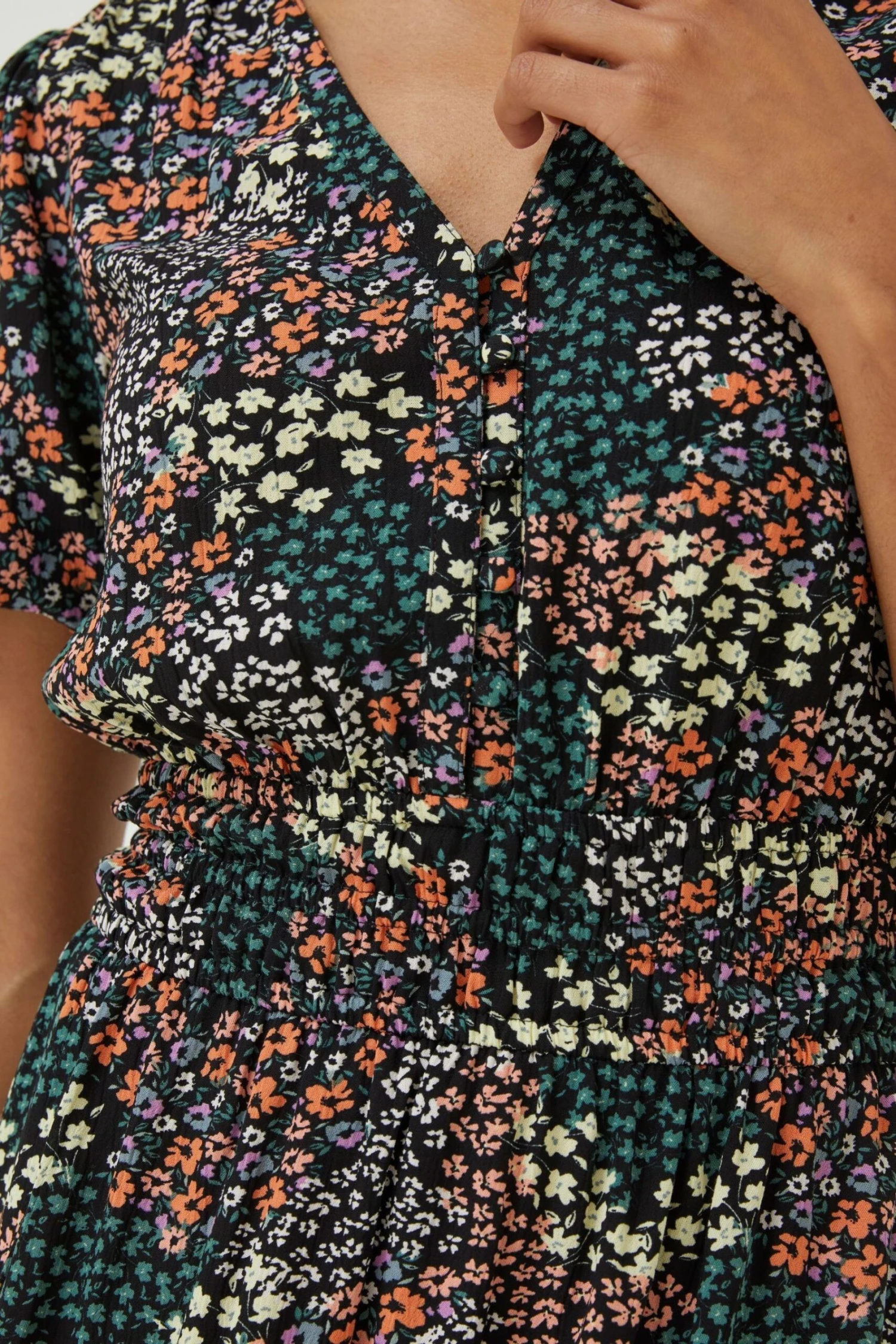 FatFace Lottie Meadow Patchwork Black Dress 5 FatFace Lottie Meadow Patchwork Black Dress - Image 3