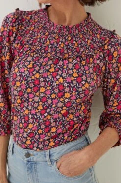 FatFace Red Sienna Retro Ditsy Smock Top -Fat Face Shop D57 885s4