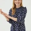 FatFace Blue Sienna Mono Daisy Smock Top -Fat Face Shop D57 886s