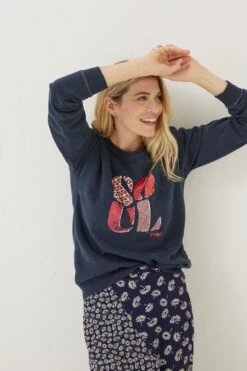 FatFace Blue Jennifer Soul Graphic Crew Sweatshirt