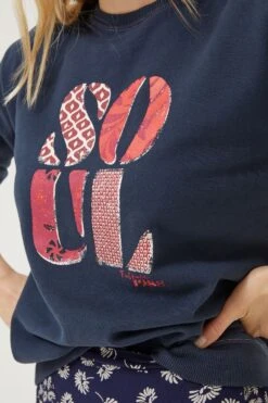 FatFace Blue Jennifer Soul Graphic Crew Sweatshirt -Fat Face Shop D57524s4