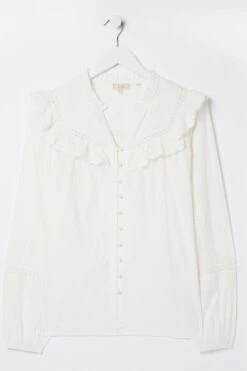 FatFace Rowan White Frill Blouse -Fat Face Shop D57533s4
