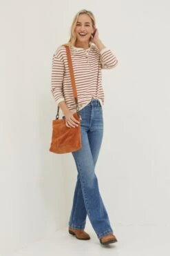 FatFace Brown Southbourne Stripe Sweat Top -Fat Face Shop D57550s3