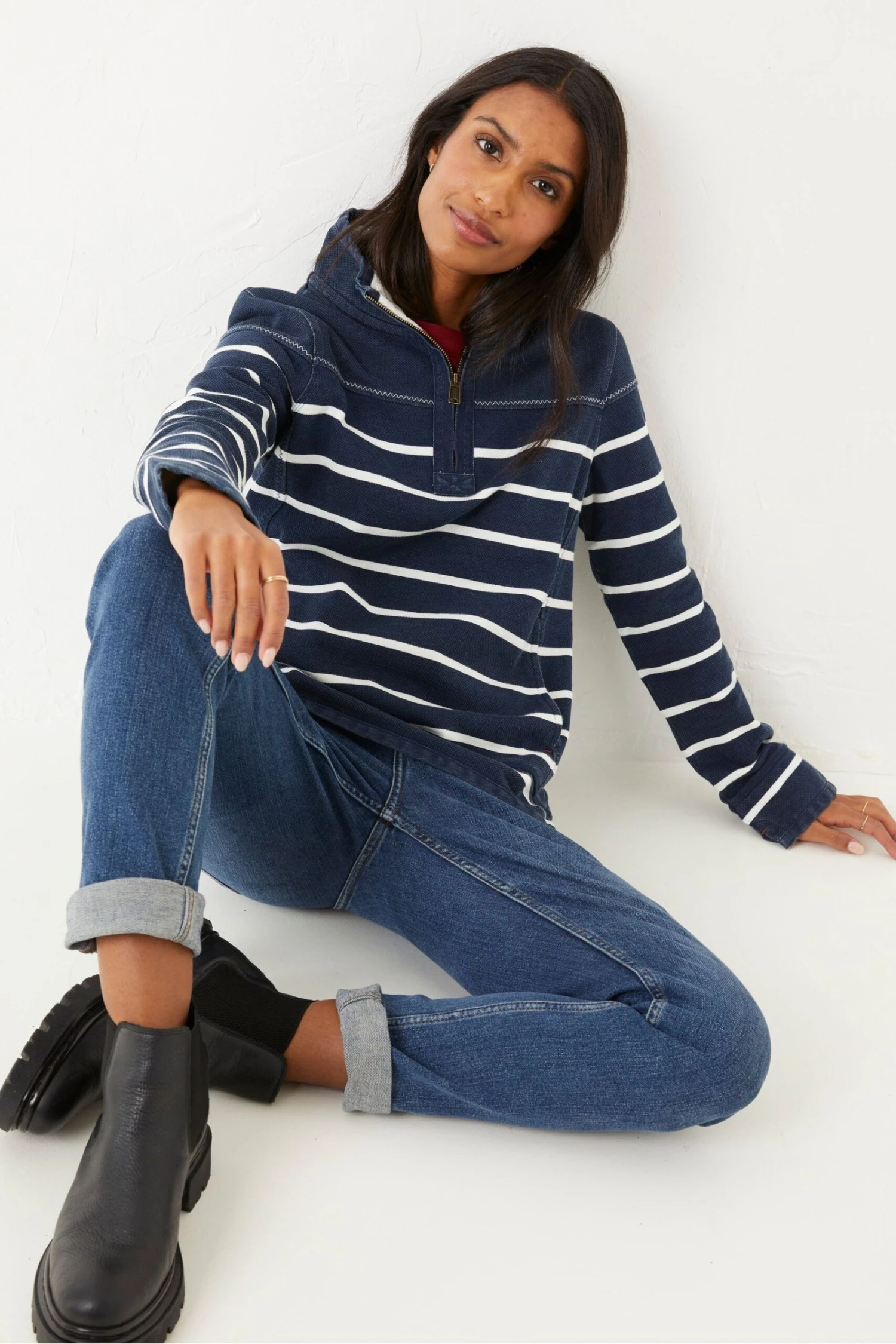 FatFace Blue Airlie Classic Breton Sweatshirt 5 FatFace Blue Airlie Classic Breton Sweatshirt - Image 3