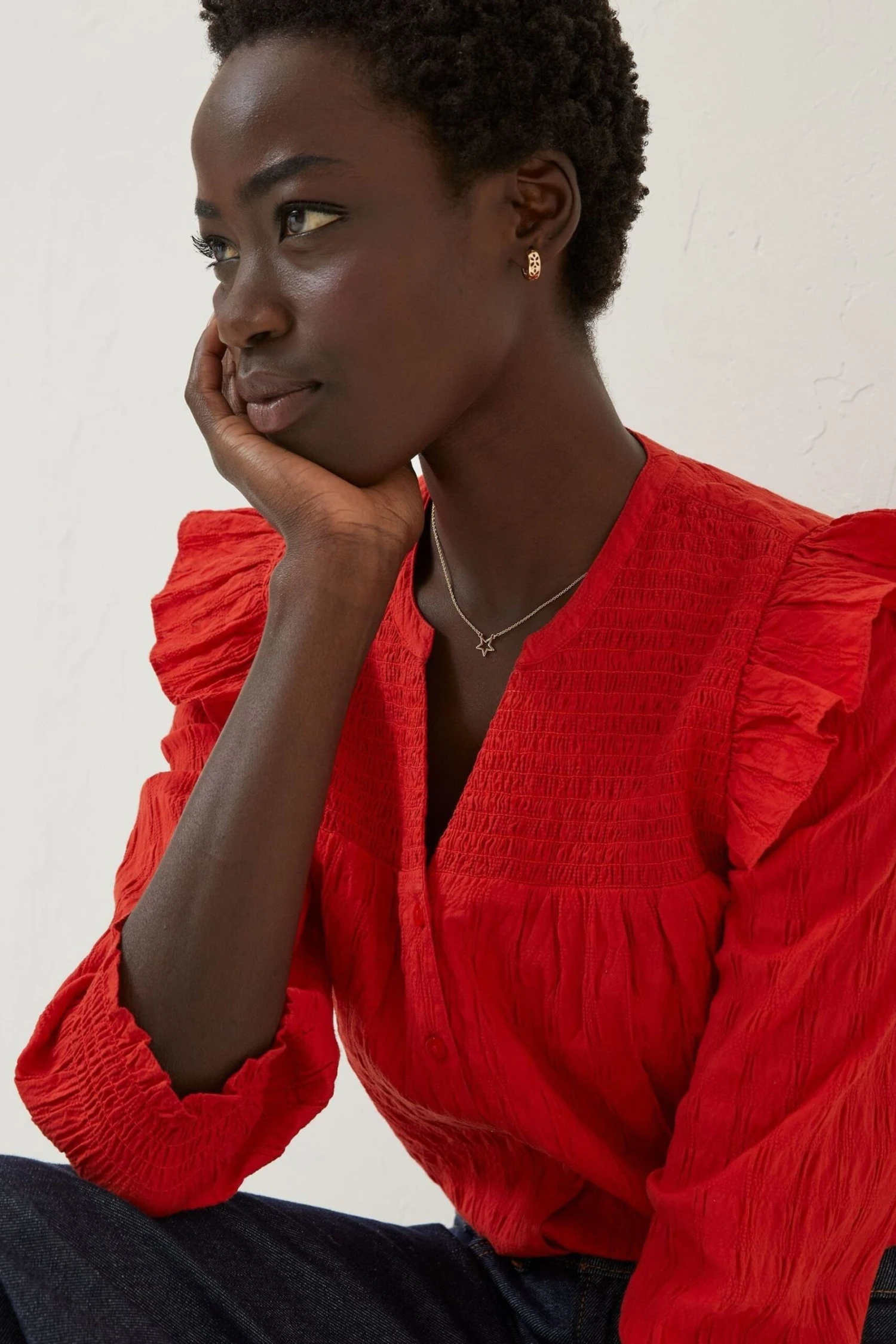 FatFace Red Jay Frill Blouse 3 FatFace Red Jay Frill Blouse