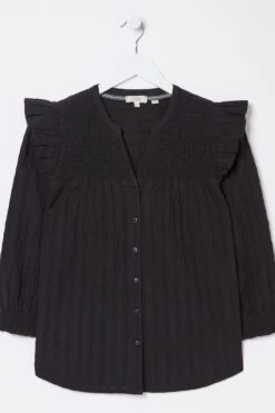 FatFace Jay Frill Black Blouse -Fat Face Shop D57573s5