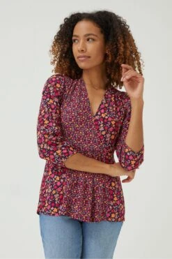 FatFace Red Frankie Retro Wrap Blouse