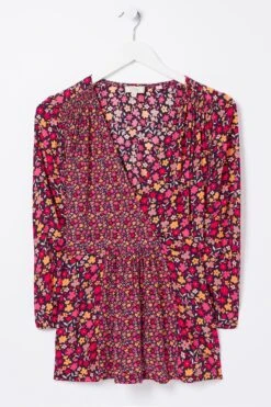 FatFace Red Frankie Retro Wrap Blouse -Fat Face Shop D57574s7