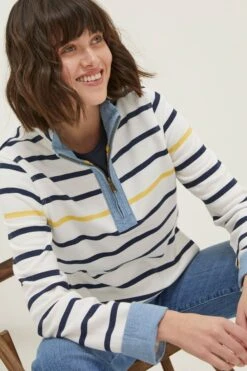FatFace Natural Airlie Striped Sweatshirt -Fat Face Shop D57580s3